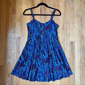 Express Blue Floral Cami Skater Mini Dress